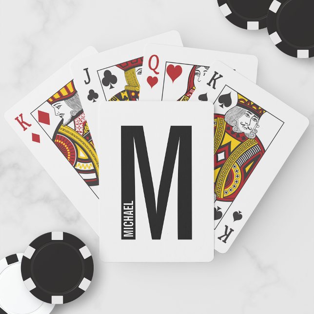 Modern Personalised Bold Monogram and Name Playing Cards (Creator Uploaded)