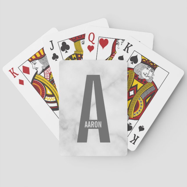 Modern Personalised Bold Monogram and Name Playing Cards (Back)