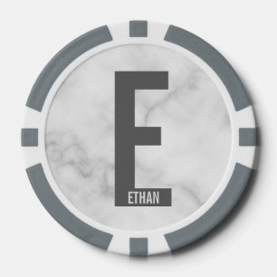 Modern Personalised Bold Monogram and Name Poker Chips