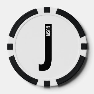 Modern Personalised Bold Monogram and Name Poker Chips