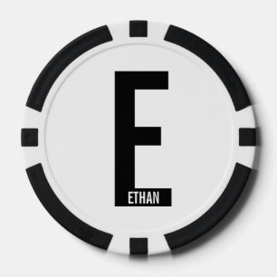 Modern Personalised Bold Monogram and Name Poker Chips