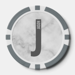 Modern Personalised Bold Monogram and Name Poker Chips