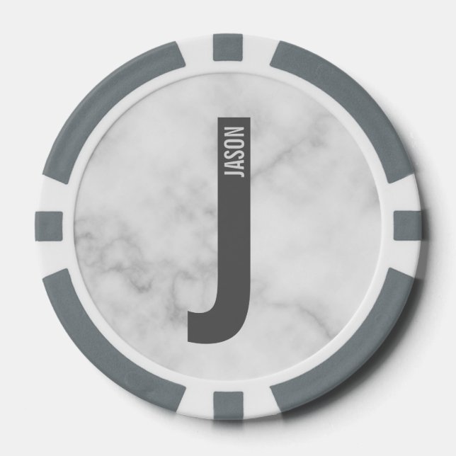 Modern Personalised Bold Monogram and Name Poker Chips (Front)