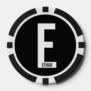 Modern Personalised Bold Monogram and Name Poker Chips
