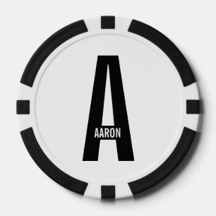 Modern Personalised Bold Monogram and Name Poker Chips