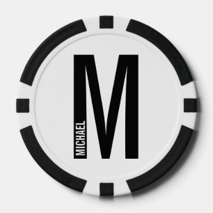 Modern Personalised Bold Monogram and Name Poker Chips
