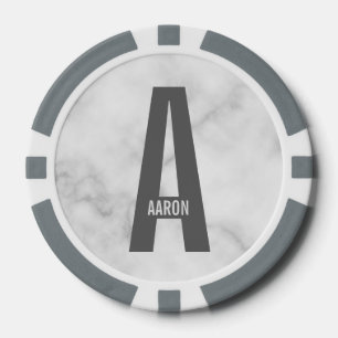 Modern Personalised Bold Monogram and Name Poker Chips