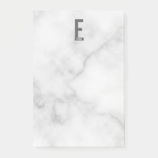 Modern Personalised Bold Monogram and Name Post-it Notes (Front)
