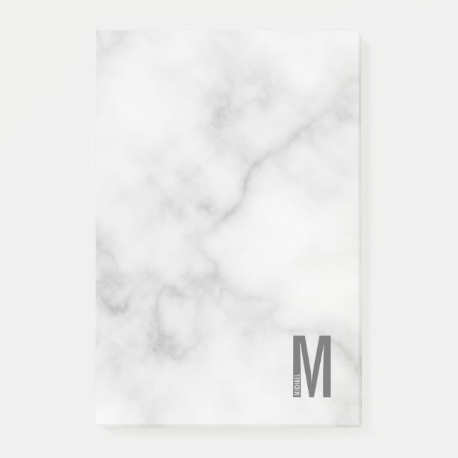 Modern Personalised Bold Monogram and Name Post-it Notes (Front)
