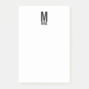 Modern Personalised Bold Monogram and Name Post-it Notes