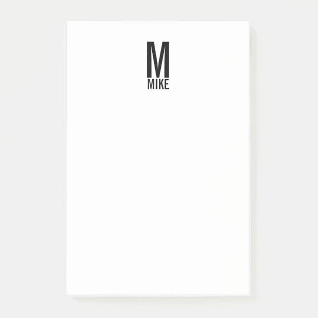 Modern Personalised Bold Monogram and Name Post-it Notes (Front)
