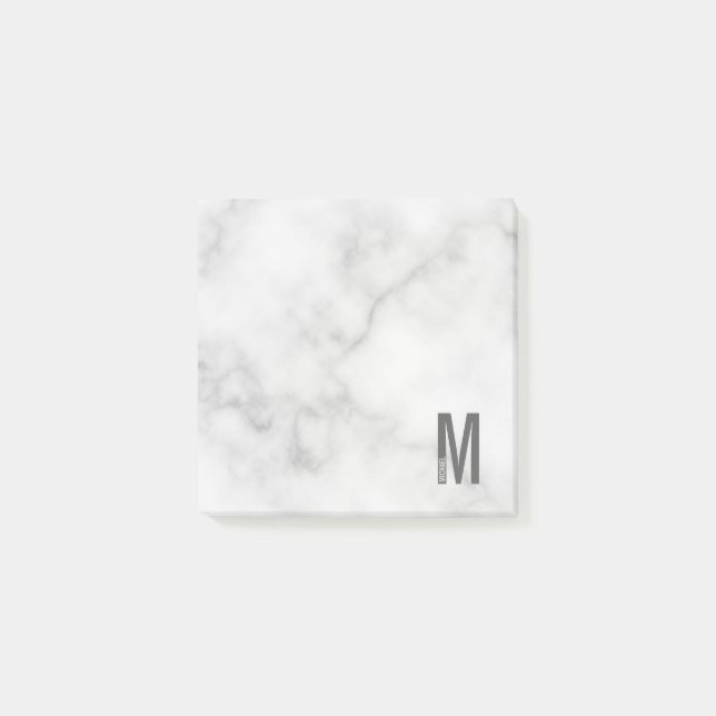 Modern Personalised Bold Monogram and Name Post-it Notes (Front)
