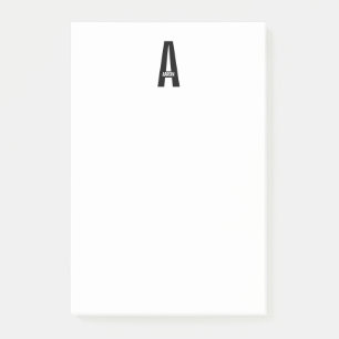 Modern Personalised Bold Monogram and Name Post-it Notes