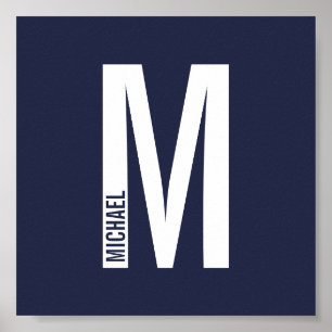 Modern Personalised Bold Monogram and Name Poster