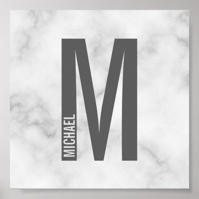 Modern Personalised Bold Monogram and Name Poster (Front)