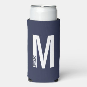Modern Personalised Bold Monogram and Name Seltzer Can Cooler