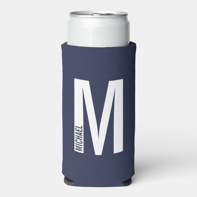 Modern Personalised Bold Monogram and Name Seltzer Can Cooler (Seltzer Front)