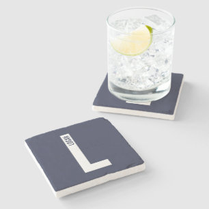 Modern Personalised Bold Monogram and Name Stone Coaster