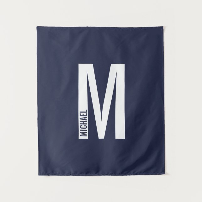 Modern Personalised Bold Monogram and Name Tapestry (Front)