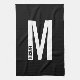 Modern Personalised Bold Monogram and Name Tea Towel