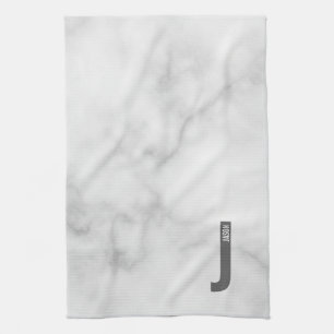Modern Personalised Bold Monogram and Name Tea Towel