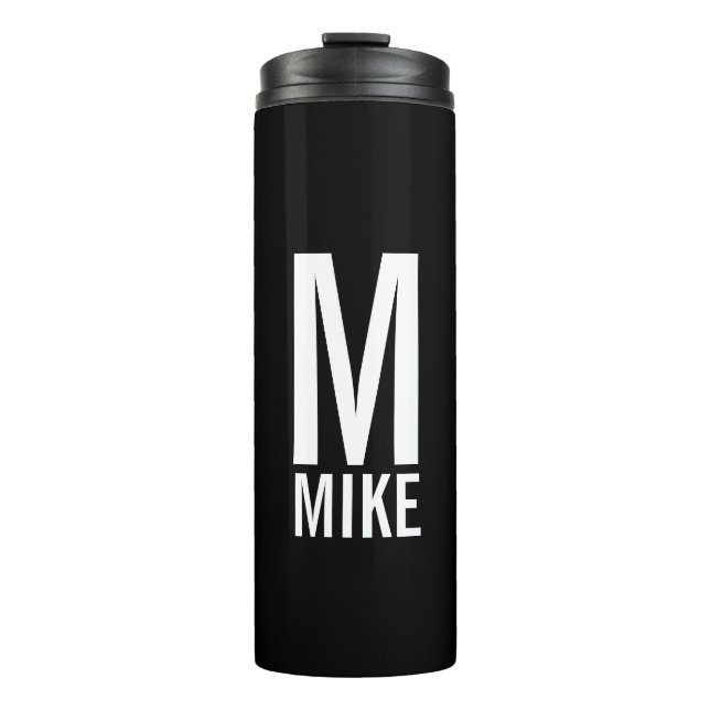 Modern Personalised Bold Monogram and Name Thermal Tumbler (Front)