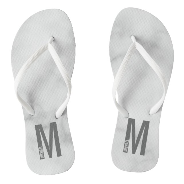Modern Personalised Bold Monogram and Name Thongs (Footbed)
