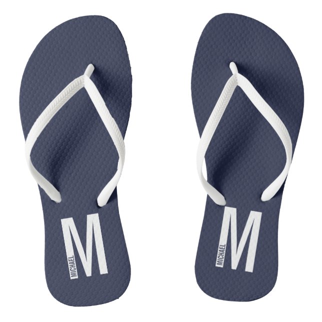 Modern Personalised Bold Monogram and Name Thongs (Footbed)