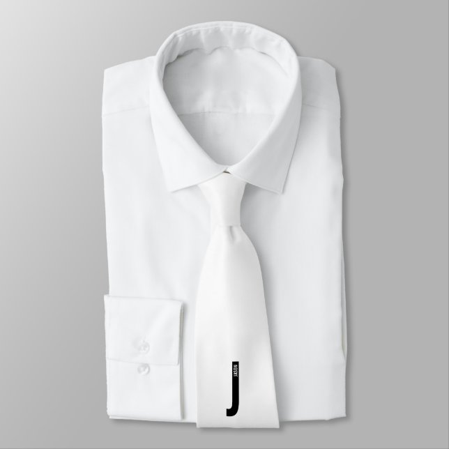Modern Personalised Bold Monogram and Name Tie (Tied)