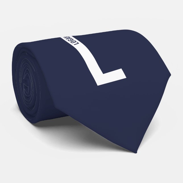 Modern Personalised Bold Monogram and Name Tie (Rolled)