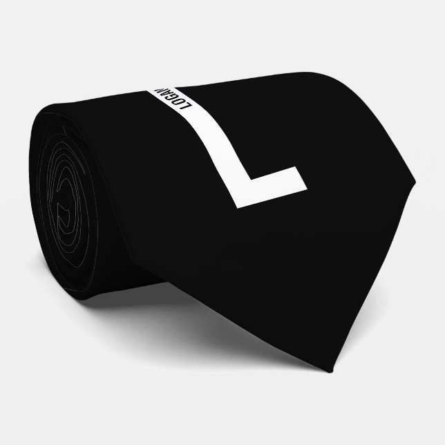 Modern Personalised Bold Monogram and Name Tie (Rolled)