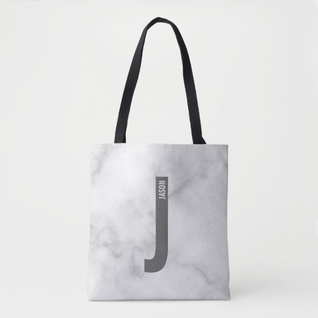 Modern Personalised Bold Monogram and Name Tote Bag (Front)