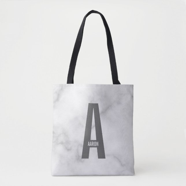 Modern Personalised Bold Monogram and Name Tote Bag (Front)