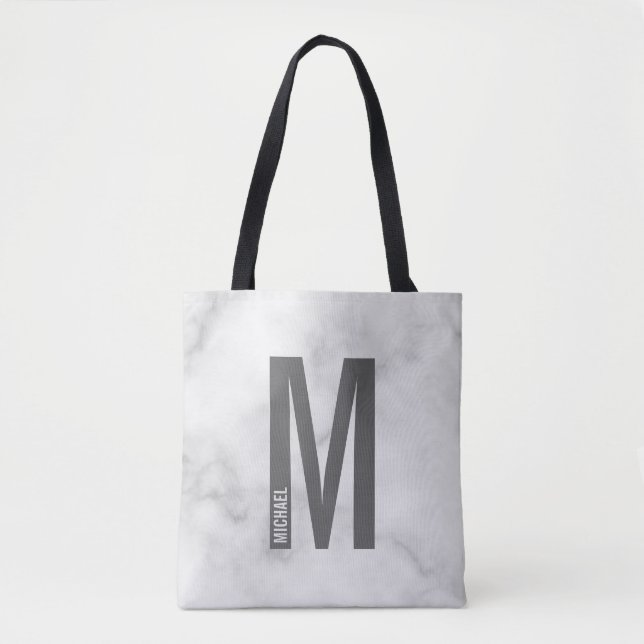Modern Personalised Bold Monogram and Name Tote Bag (Front)