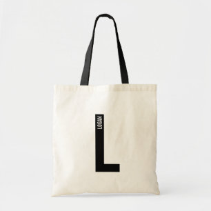 Modern Personalised Bold Monogram and Name Tote Bag