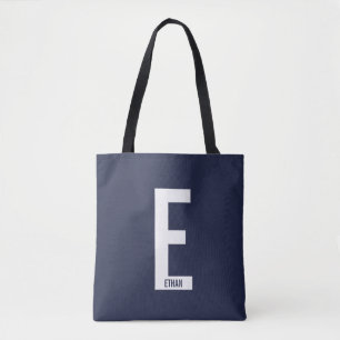 Modern Personalised Bold Monogram and Name Tote Bag