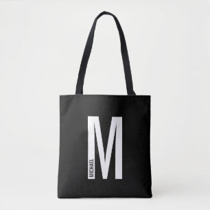 Modern Personalised Bold Monogram and Name Tote Bag
