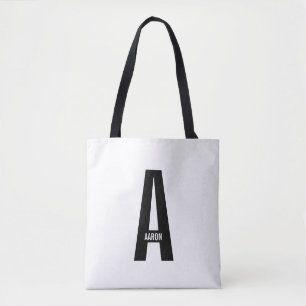 Modern Personalised Bold Monogram and Name Tote Bag