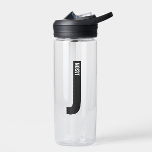 Modern Personalised Bold Monogram and Name Water Bottle