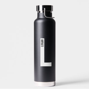 Modern Personalised Bold Monogram and Name Water Bottle