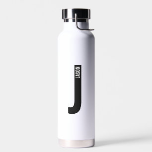 Modern Personalised Bold Monogram and Name Water Bottle
