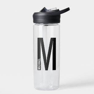 Modern Personalised Bold Monogram and Name Water Bottle