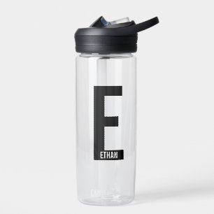 Modern Personalised Bold Monogram and Name Water Bottle