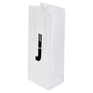 Modern Personalised Bold Monogram and Name Wine Gift Bag