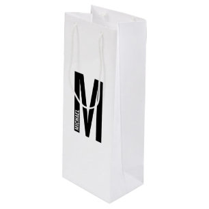 Modern Personalised Bold Monogram and Name Wine Gift Bag