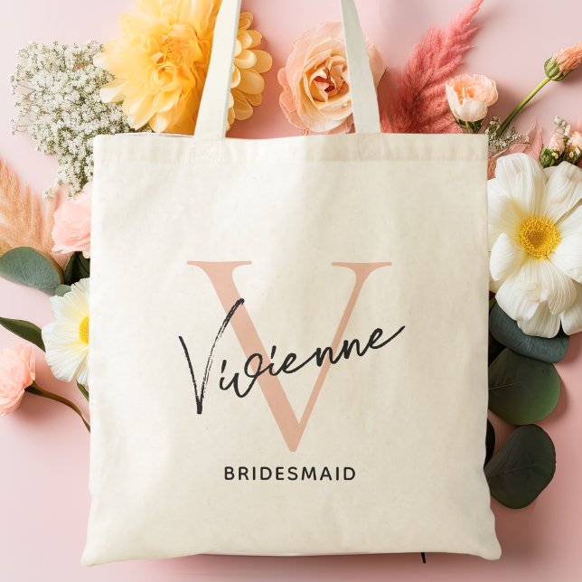 Modern Personalised Bridesmaid Bachelorette Tote Bag (Personalized Bridesmaid Tote Bag)