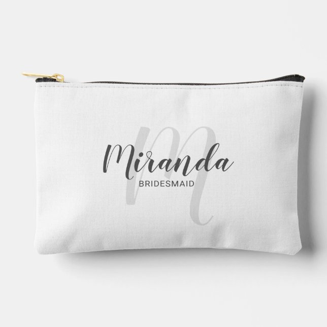 Modern Personalised Bridesmaid Monogram Name Accessory Pouch (Front)