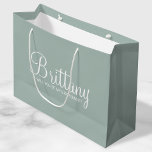 Modern Personalised Bridesmaid Proposal Large Gift Bag<br><div class="desc">Modern Personalised Bridesmaid Proposal Gift Bag
featuring personalised bridesmaid's name in white modern script font style with title in white modern sans serif font style on sage green background.

Also perfect for maid of honour,  flower girl and more.</div>