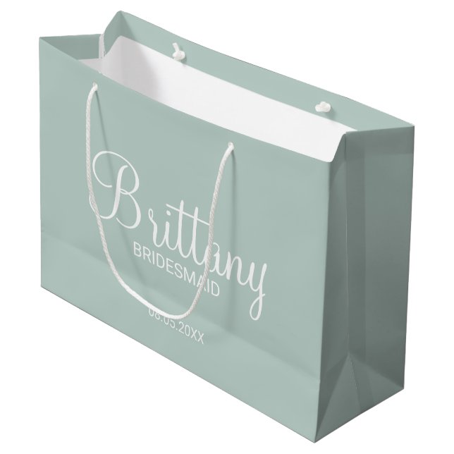 Modern Personalised Bridesmaids Large Gift Bag (Front Angled)