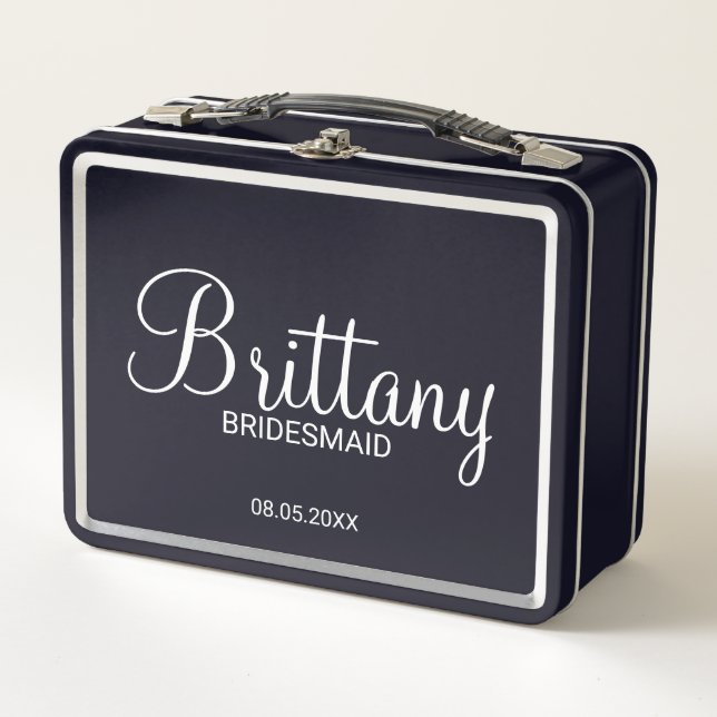 Modern Personalised Bridesmaids Metal Gift Box (Front)